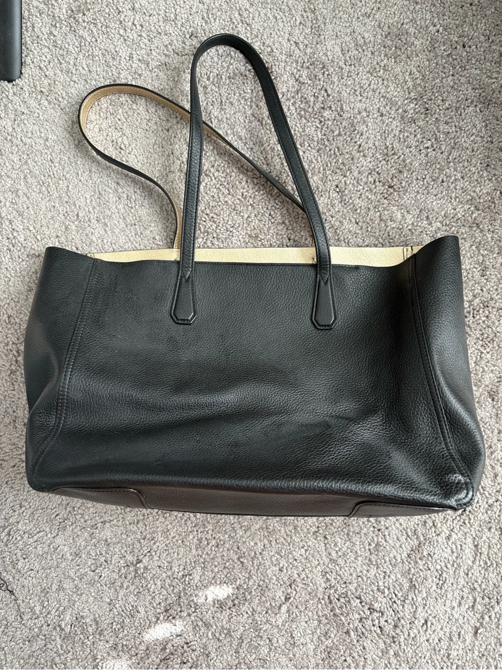 Tory Burch Black Leather Tote with Gold-Trim Straps